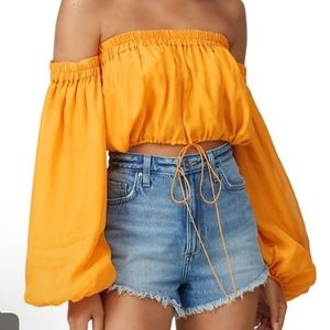 Amur Yellow Rosalina Off Shoulder Top